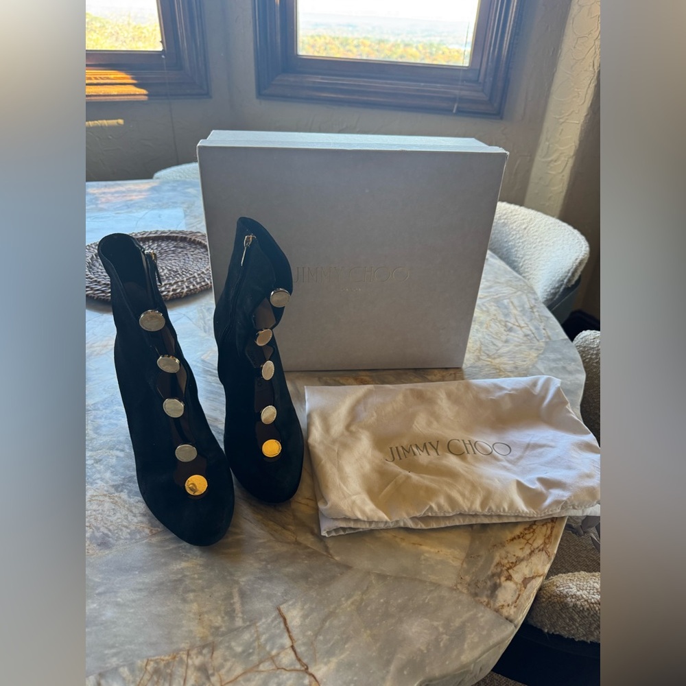 Jimmy Choo black suede boots excellent condition size 38.5